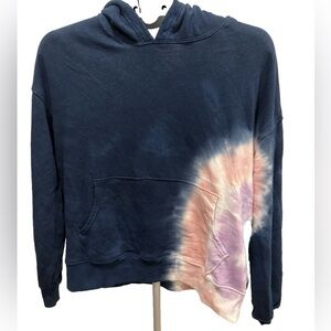 Wildfox French Terry Relaxed Fit Tie-Dye Hoodie Womens Medium Hadley Navy Blue